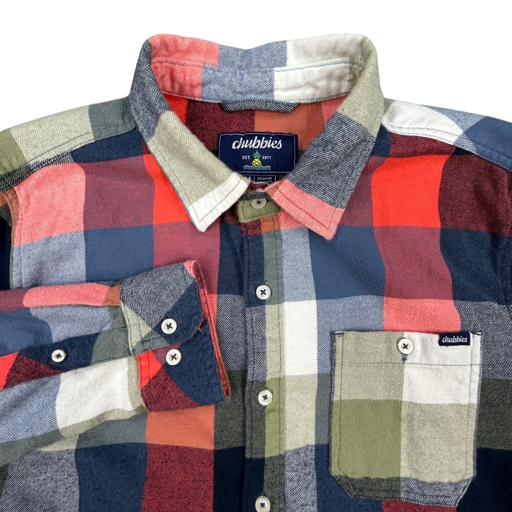 Chubbies Plaid Flannel Shirt Men's Medium Button Up Long Sleeve Cotton Blend